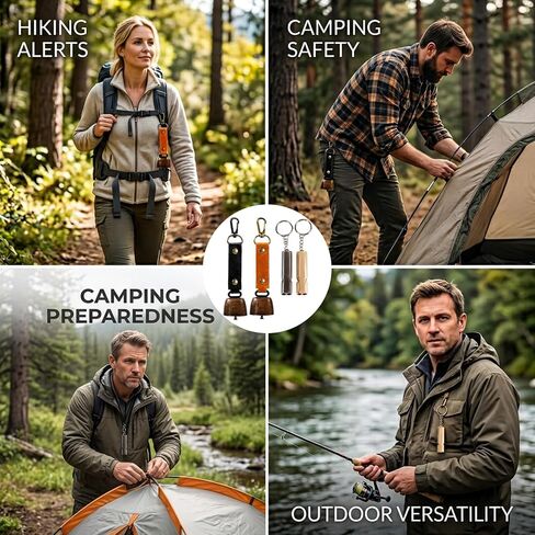 4PCS Bear Bells for Hiking, Bear Bell and Bear Whistle Set, Outdoor Safety Alert for Bear Country, Camping and Wildlife Protection, Hiking Bear Bells with Whistle for Backpacking and Trekking in Saudi Arabia