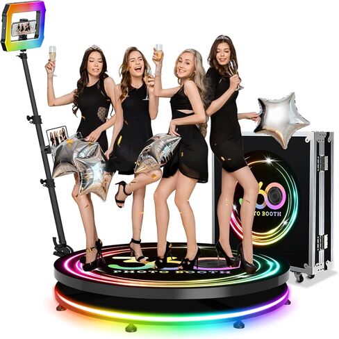 360 Photo Booth Machine 39.8in 4-7 PPL for Parties,Free Custom Logo,RGB Square Lights Long Battery Life 6-8H,Portable Automatic Slow Motion 360 Spin Camera Booth for Party (39.8"/100cm) in Saudi Arabia