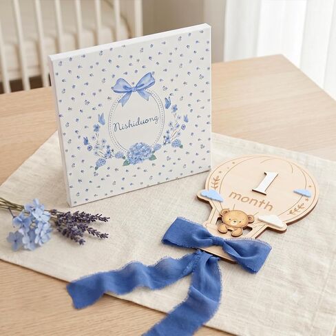 Baby Monthly Milestone Signs, 1–12 Month Baby Milestone Markers, Newborn Photography Props, Nursery Decor, Baby Growth Photo Cards (Blue D15) in Saudi Arabia