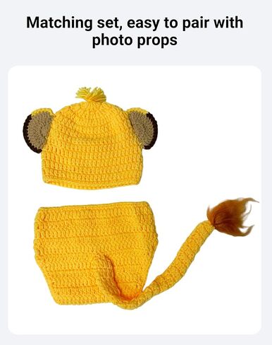 Zeroest Newborn Photography Props Outfits, Crochet Lion Sets | Hat & Diaper Cover for Baby Photoshoot, Infants Girl Boy Picture Photo Costume in Saudi Arabia