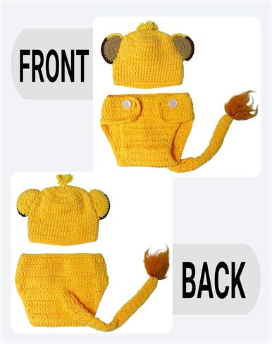 Zeroest Newborn Photography Props Outfits, Crochet Lion Sets | Hat & Diaper Cover for Baby Photoshoot, Infants Girl Boy Picture Photo Costume in Saudi Arabia