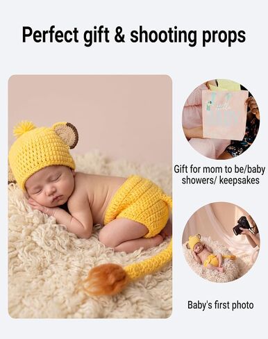 Zeroest Newborn Photography Props Outfits, Crochet Lion Sets | Hat & Diaper Cover for Baby Photoshoot, Infants Girl Boy Picture Photo Costume in Saudi Arabia
