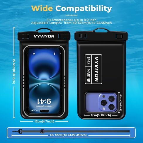 Floating Waterproof Phone Pouch IPX8 Cellphone Dry Bags for Vacation Beach Pool Kayak Cruise Travel Essentials,Waterproof Phone Case for iPhone 16 15 Pro Max, Samsung S25 Ultra S24-2 Pack 8.0" in Saudi Arabia