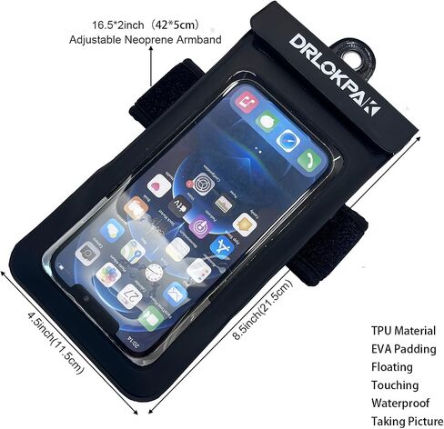 DRLOKPAK Waterproof Phone Case Armband Surfing Dry Bag Floating Waterproof Pouch Holder for iPhone 15 14 13 12 Pro Max XS Plus Se Galaxy S23 + Ultra W24 Google LG Phone up to 7inch in Kuwait