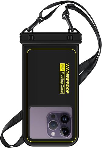 IP68 Waterproof Phone Pouch Floating, Up to 6.7",Black | Double Hook, Adjustable Lanyard, Dry Bag for iPhone 17 16 15 Pro Samsung S26 S25 S24, Beach Cruise Ship Travel Essentials in Kuwait