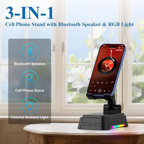 Gifts for Men Women, Cell Phone Stand with Upgrade Bluetooth Speaker | Adjustable Phone Holder with Ambient Light, Stereo Sound, Cool Tech/Christmas/Birthday Gift Idea for Dad Mom Husband in Saudi Arabia