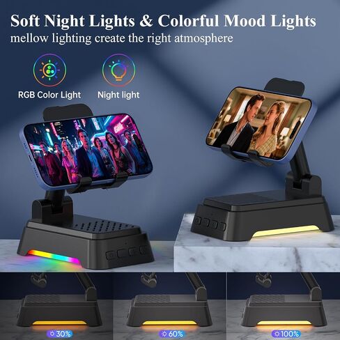 Gifts for Men Women, Cell Phone Stand with Upgrade Bluetooth Speaker | Adjustable Phone Holder with Ambient Light, Stereo Sound, Cool Tech/Christmas/Birthday Gift Idea for Dad Mom Husband in Saudi Arabia