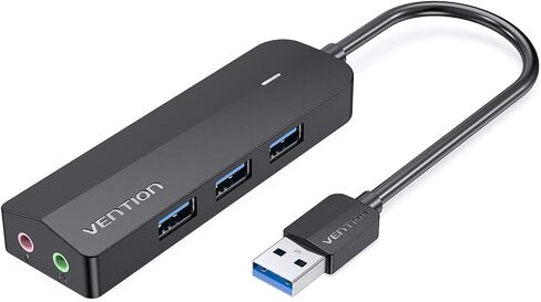 محور VENTION USB 3.0، 3 منافذ USB A، محول صوت مقبس USB إلى 3.5 مم، محول صوت خارجي USB لأجهزة الكمبيوتر المحمول التي تعمل بنظام Windows Mac Linux PC Destops PS5 Switch 2 in Kuwait