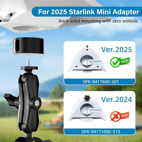 BURMONG 2026/2025 Starlink Mini Clamp Mount, Star Link Mini Pipe Mount with 2025 Pipe Adapter, Aluminum Alloy Adjustable Mounting for Camper, RV Ladder, Pole, Yacht, Guardrails (1/4"-20 Thread) in Saudi Arabia
