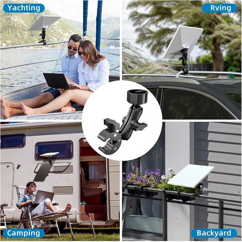 BURMONG 2026/2025 Starlink Mini Clamp Mount, Star Link Mini Pipe Mount with 2025 Pipe Adapter, Aluminum Alloy Adjustable Mounting for Camper, RV Ladder, Pole, Yacht, Guardrails (1/4"-20 Thread) in Saudi Arabia