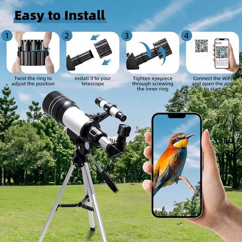 WiFi Telescope Camera Eyepiece, 64G Electronic Eyepiece Camera with 1.5" Screen, Astronomy Camera Fits to 28mm- 50mm Scopes, Perfect for Astrophotography, Birds Watching in Saudi Arabia