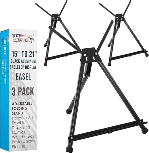 U.S. Art Supply Tabletop Easel for Painting - 15" to 21", Black, Pack of 10 | Adjustable Metal Painting Easel - Portable Art Easels for Display Table Stand - Canvas, Whiteboards, Posters, Signs, Drawings in Kuwait