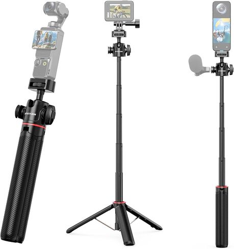 360° Ball Head Portable Tripod Extendable Mini Tripod Selfie Stick | Invisible Selfie Stick Compatible with DJI Osmo GoPro Hero Insta360, for Vlog Travel in Saudi Arabia