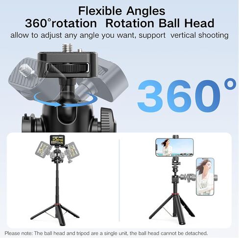 360° Ball Head Portable Tripod Extendable Mini Tripod Selfie Stick | Invisible Selfie Stick Compatible with DJI Osmo GoPro Hero Insta360, for Vlog Travel in Saudi Arabia