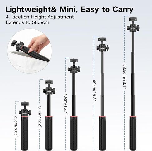 360° Ball Head Portable Tripod Extendable Mini Tripod Selfie Stick | Invisible Selfie Stick Compatible with DJI Osmo GoPro Hero Insta360, for Vlog Travel in Saudi Arabia