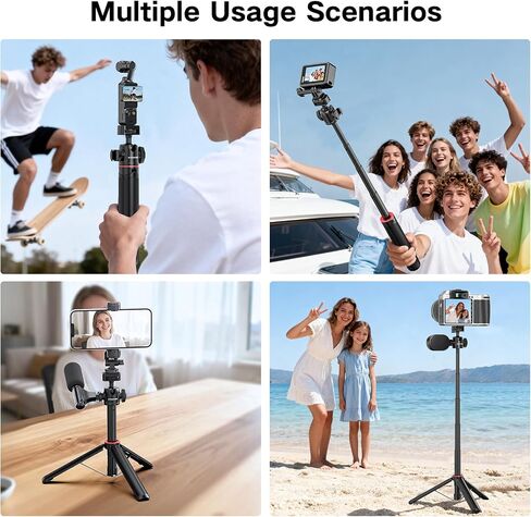360° Ball Head Portable Tripod Extendable Mini Tripod Selfie Stick | Invisible Selfie Stick Compatible with DJI Osmo GoPro Hero Insta360, for Vlog Travel in Saudi Arabia