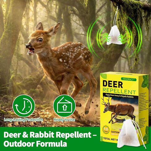 Deer & Rabbit Repellent Balls, 10 Packs, Natural Plant-Based Formula with Peppermint & Garlic Oils, Long-Lasting Outdoor Animal Deterrent for Yard in Saudi Arabia