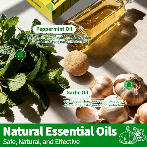 Deer & Rabbit Repellent Balls, 10 Packs, Natural Plant-Based Formula with Peppermint & Garlic Oils, Long-Lasting Outdoor Animal Deterrent for Yard in Saudi Arabia