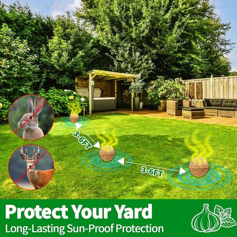 Deer & Rabbit Repellent Balls, 10 Packs, Natural Plant-Based Formula with Peppermint & Garlic Oils, Long-Lasting Outdoor Animal Deterrent for Yard in Saudi Arabia