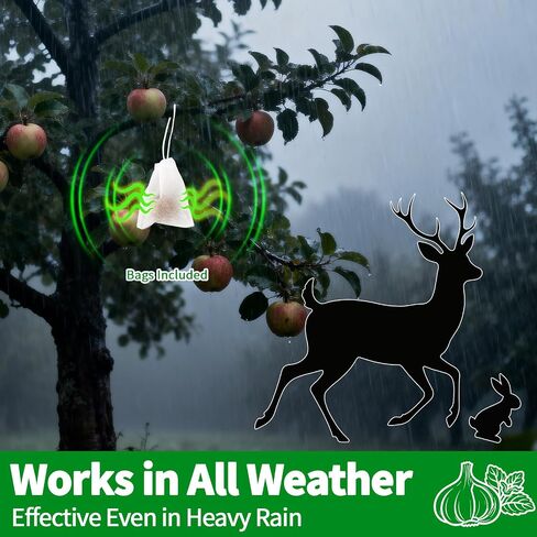 Deer & Rabbit Repellent Balls, 10 Packs, Natural Plant-Based Formula with Peppermint & Garlic Oils, Long-Lasting Outdoor Animal Deterrent for Yard in Saudi Arabia