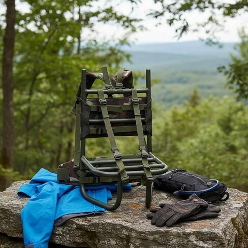Aluminum Hiking Frame External Support Pack Lightweight Structure Adjustable Harness Load Distribution for Mountain Travel Outdoor Activities, Black, Black Frame Camouflage Backing in Saudi Arabia