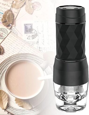 Manual Espresso Maker for Camping & Travel, Portable Hand‑Pump Coffee Machine with Built‑In Cup, 2‑in‑1 Compatible with Ground Coffee & Nes Original Pods, Single‑Serve Outdoor Coffee Maker in Saudi Arabia