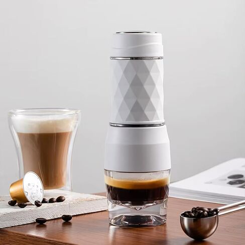 Manual Espresso Maker for Camping & Travel, Portable Hand‑Pump Coffee Machine with Built‑In Cup, 2‑in‑1 Compatible with Ground Coffee & Nes Original Pods, Single‑Serve Outdoor Coffee Maker in Saudi Arabia