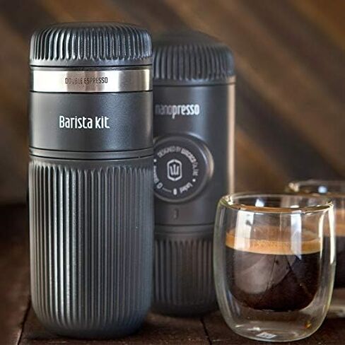 WACACO Nanopresso Machine and Barista Kit Bundle, Portable Espresso Maker Set to Make Double Espresso and Lungo, Manually Coffee Maker Compatible with Ground Coffee, Perfect for Travel, Camping in Saudi Arabia