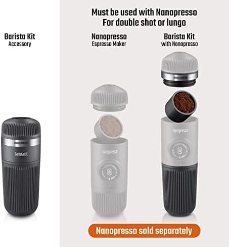 WACACO Nanopresso Machine and Barista Kit Bundle, Portable Espresso Maker Set to Make Double Espresso and Lungo, Manually Coffee Maker Compatible with Ground Coffee, Perfect for Travel, Camping in Saudi Arabia