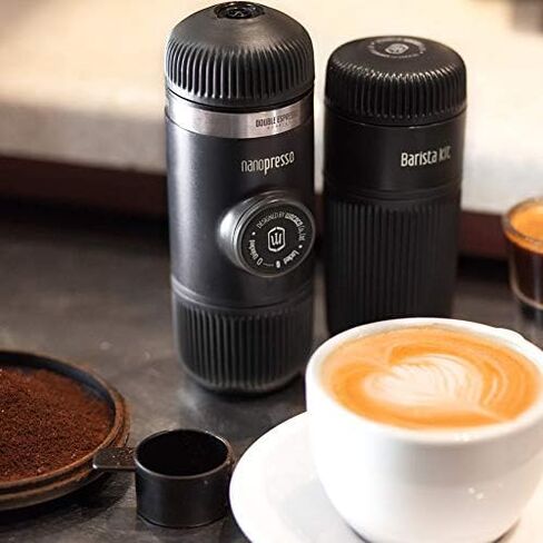 WACACO Nanopresso Machine and Barista Kit Bundle, Portable Espresso Maker Set to Make Double Espresso and Lungo, Manually Coffee Maker Compatible with Ground Coffee, Perfect for Travel, Camping in Saudi Arabia