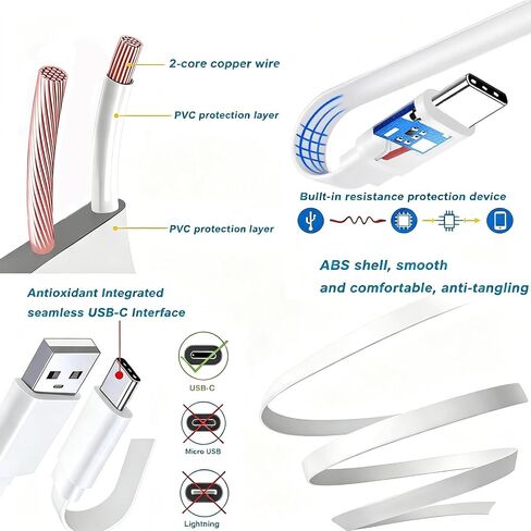 50FT USB C Power Cable for CCTV Camera,TP-Link Tapo C120,Ring Pan-Tilt Indoor Cam 2024 Release Camera ,Blink Mini2,Xiaomi Mi,eufy SoloCam S220/S340,C210,Long Flat USB C Extension Charging Cable in Saudi Arabia