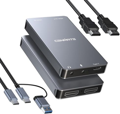 CENMATE Aluminum HDMI Capture Card, USB 3.0 1080P 60FPS Audio Video Capture Card for Streaming/Gaming/Video Conference, 4K@30Hz Input & Pass-Through Capture Card for Nintendo Switch/PS5/Xbox/Camera/PC in Saudi Arabia