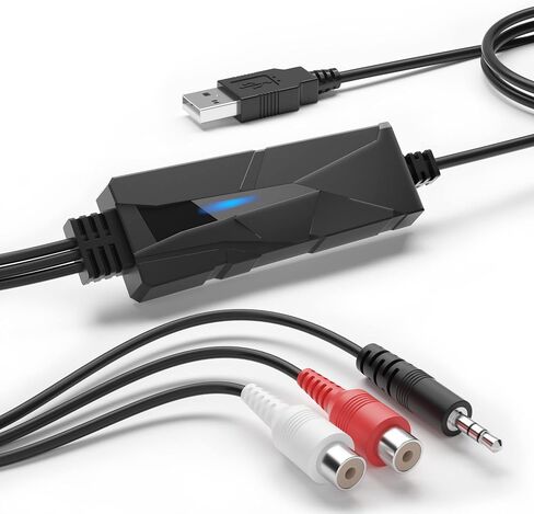 DriverGenius AudioXfer USB Audio Capture Card Device | Convert Analog Cassette Audio to Digital MP3 with 3.5mm/RCA Inputs | Compatible with PC, Mac & Linux (AV202-B, 1-Pack) in Saudi Arabia