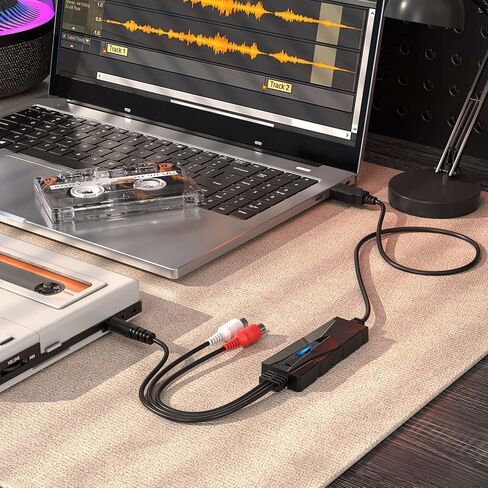 DriverGenius AudioXfer USB Audio Capture Card Device | Convert Analog Cassette Audio to Digital MP3 with 3.5mm/RCA Inputs | Compatible with PC, Mac & Linux (AV202-B, 1-Pack) in Saudi Arabia