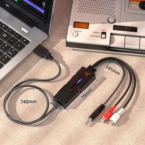 DriverGenius AudioXfer USB Audio Capture Card Device | Convert Analog Cassette Audio to Digital MP3 with 3.5mm/RCA Inputs | Compatible with PC, Mac & Linux (AV202-B, 1-Pack) in Saudi Arabia