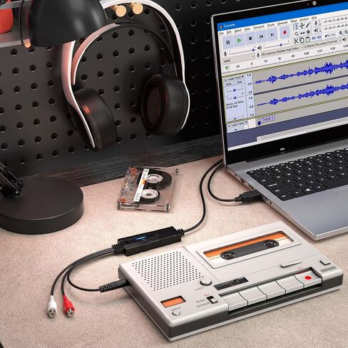 DriverGenius AudioXfer USB Audio Capture Card Device | Convert Analog Cassette Audio to Digital MP3 with 3.5mm/RCA Inputs | Compatible with PC, Mac & Linux (AV202-B, 1-Pack) in Saudi Arabia