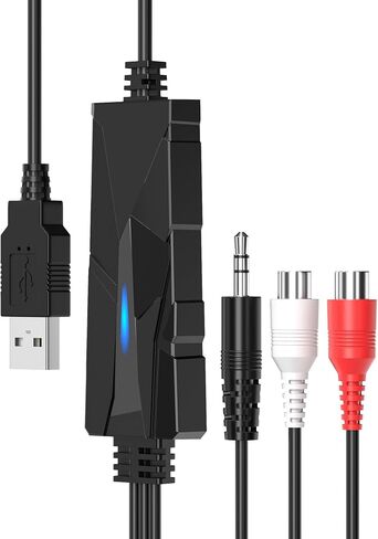 DriverGenius AudioXfer USB Audio Capture Card Device | Convert Analog Cassette Audio to Digital MP3 with 3.5mm/RCA Inputs | Compatible with PC, Mac & Linux (AV202-B, 1-Pack) in Saudi Arabia