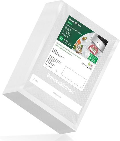 Bonsenkitchen Precut Vacuum Sealer Bags 200 Quart 8" x 12", BPA Free | Commercial Grade Textured Food Vacuum Sealer Bag, Thick Embossed Bags for Storage and Sous Vide Cooking, VB3208 in Kuwait