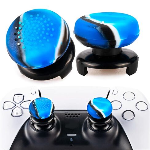 FPS Thumbstick Extended & Print Silicone Grip Cover 2 Sets for PS5 & PS4 Controller (أسود + شفاف) in Kuwait