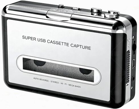 Portable Cassette Tape to MP3 Converter & Player - USB Connection for PC & Laptop, Convert Walkman Tapes to Digital Audio Files with 3.5mm Headphone Jack and Auto-Reverse in Saudi Arabia
