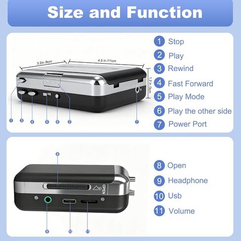 Portable Cassette Tape to MP3 Converter & Player - USB Connection for PC & Laptop, Convert Walkman Tapes to Digital Audio Files with 3.5mm Headphone Jack and Auto-Reverse in Saudi Arabia