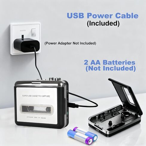 Portable Cassette Tape to MP3 Converter & Player - USB Connection for PC & Laptop, Convert Walkman Tapes to Digital Audio Files with 3.5mm Headphone Jack and Auto-Reverse in Saudi Arabia