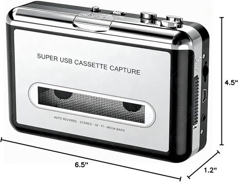 Portable Cassette Tape to MP3 Converter & Player - USB Connection for PC & Laptop, Convert Walkman Tapes to Digital Audio Files with 3.5mm Headphone Jack and Auto-Reverse in Saudi Arabia