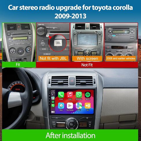 ترقية راديو ستيريو للسيارة Toyota Corolla 2009 2010 2011 2012 2013، مع وحدة رأس شاشة تعمل باللمس مقاس 9 بوصات مع Android 13/5G WiFi/carplay/Android auto/GPS Navigation/Bluetooth/FM/RDS/HD كاميرا احتياطية in Kuwait