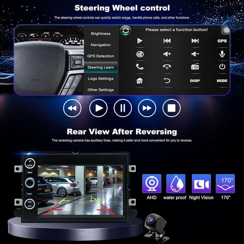 5G WiFi Radio for Ford F-150 2004-2008, F250/F350 2006-2016, E150/E250/E350 2009-2014, Mustang 2005-2009, Fusion Edge Expedition Explorer Taurus 7" Touchscreen Stereo Apple Carplay Android Auto GPS in Saudi Arabia