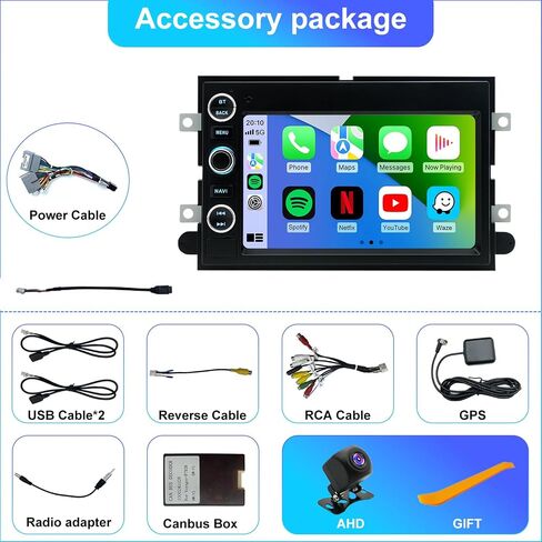 5G WiFi Radio for Ford F-150 2004-2008, F250/F350 2006-2016, E150/E250/E350 2009-2014, Mustang 2005-2009, Fusion Edge Expedition Explorer Taurus 7" Touchscreen Stereo Apple Carplay Android Auto GPS in Saudi Arabia