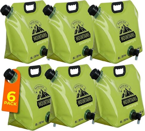 6Pack Collapsible Water Container 8L/2 Gallon Water Jug, Water Storage Bag, Collapsible Water Bag for Travelling, Emergency Water Bag Suitable for Camping Essentials, Survival Gear, Camping Water Jug in Saudi Arabia