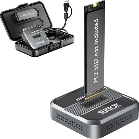 M.2 NVMe SATA SSD Reader with Protective Case 10Gbps Triple Cooling | M2 to USB C Adapter for External PCIE NGFF Drive, Tool-Free Dock Support 22110 2280 2260 2242 2230, Data Transfer & Recovery in Saudi Arabia