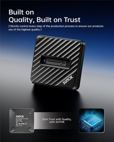 Tool-Free M.2 NVMe SATA SSD Reader Adapter with Storage Box 10Gbps | M2 to USB A C Dock for External PCIE NGFF Drives, Supporting 2230-22110 SSD Data Storage Transfer Recovery, for Laptop, PC in Saudi Arabia