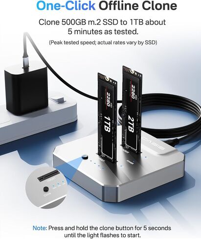 ACASIS 20Gbps M.2 NVMe SSD Cloner & Docking Station, Dual-Bay Duplicator | Offline Cloning • Aluminum Heat Dissipation • Tool-Free Installation • PCIe NVMe M-Key Support • USB Adapter Design in Saudi Arabia